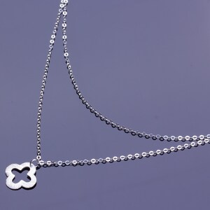 Sterling Silver Clover Necklace, Silver Double Strand Necklace, Clover ...
