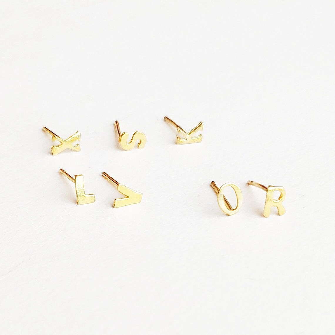 Initial Stud earrings Personalized Earrings Personalized Etsy