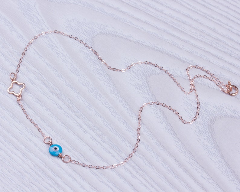 Clover Necklace / Evil Eye Necklace / Evil Eye Jewelry / Blue Etsy