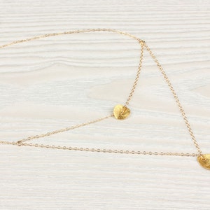 Gold layered necklace, Holiday gift, gold leaf necklace, bridesmaid necklace, circle necklace, 14k gold filled, bridal necklace