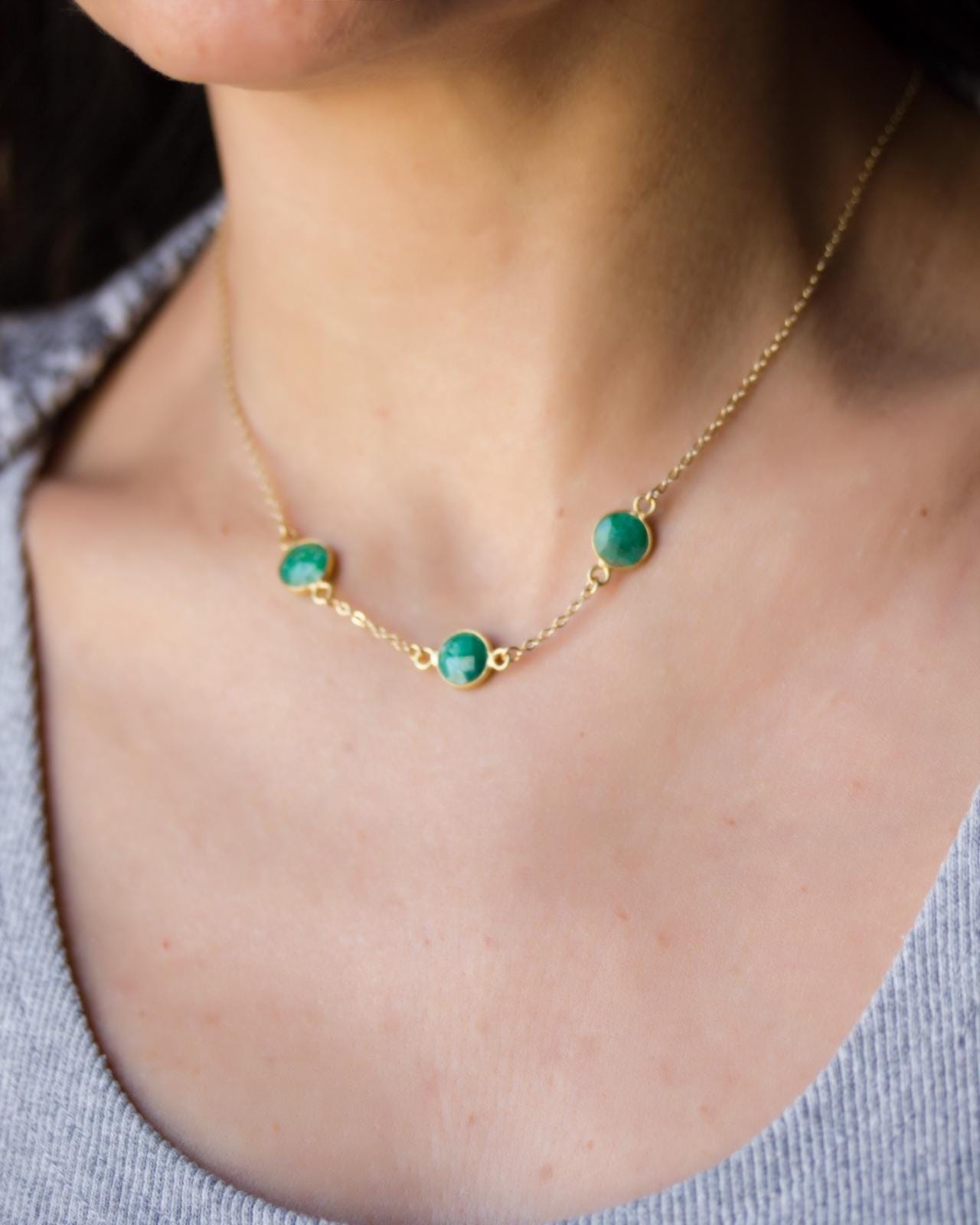 Genuine Emerald Necklace: 14k Gold Filled May Birthstone Pendant
