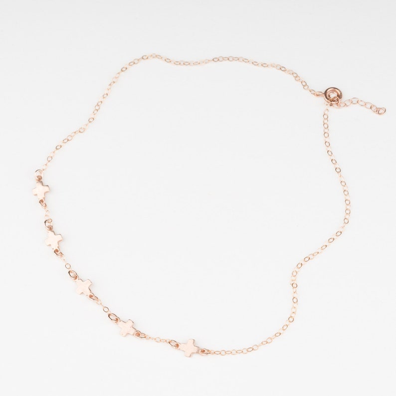 Cross Choker Necklace \u2022 Tiny Cross Choker \u2022 Choker in 14k Gold Filled \u2022 Rose Gold Dainty Choker \u2022 Mothers Day Gift \u2022 Charm Necklace \u2022 0301NM
