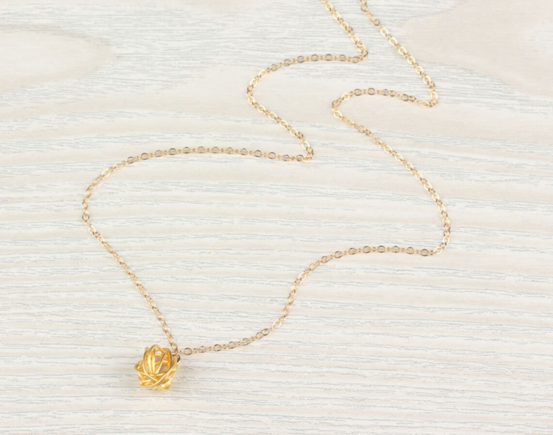 Gold Knot necklace Bridal Shower Gift Bridesmaid Necklace Etsy
