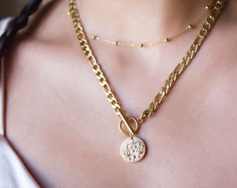 Gold Libra Necklace, Libra Gifts, Chunky Zodiac Necklace, Astrology Necklace, Astrological Gifts, Astrological Necklace, October Gift