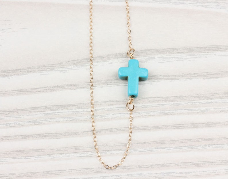 turquoise cross bracelet, sideways cross bracelet, blue cross bracelet, gold filled cross bracelet, bridesmaid bracelet, mothers day gift, black friday sale,