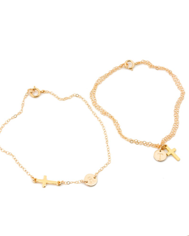 Initial Charm Bracelet \u2022 Personalized Bracelet in Gold Filled 0088-1BM Silver Rose Gold \u2022 Disc Bracelet \u2022 Double Wrap Bracelet \u2022 Wedding