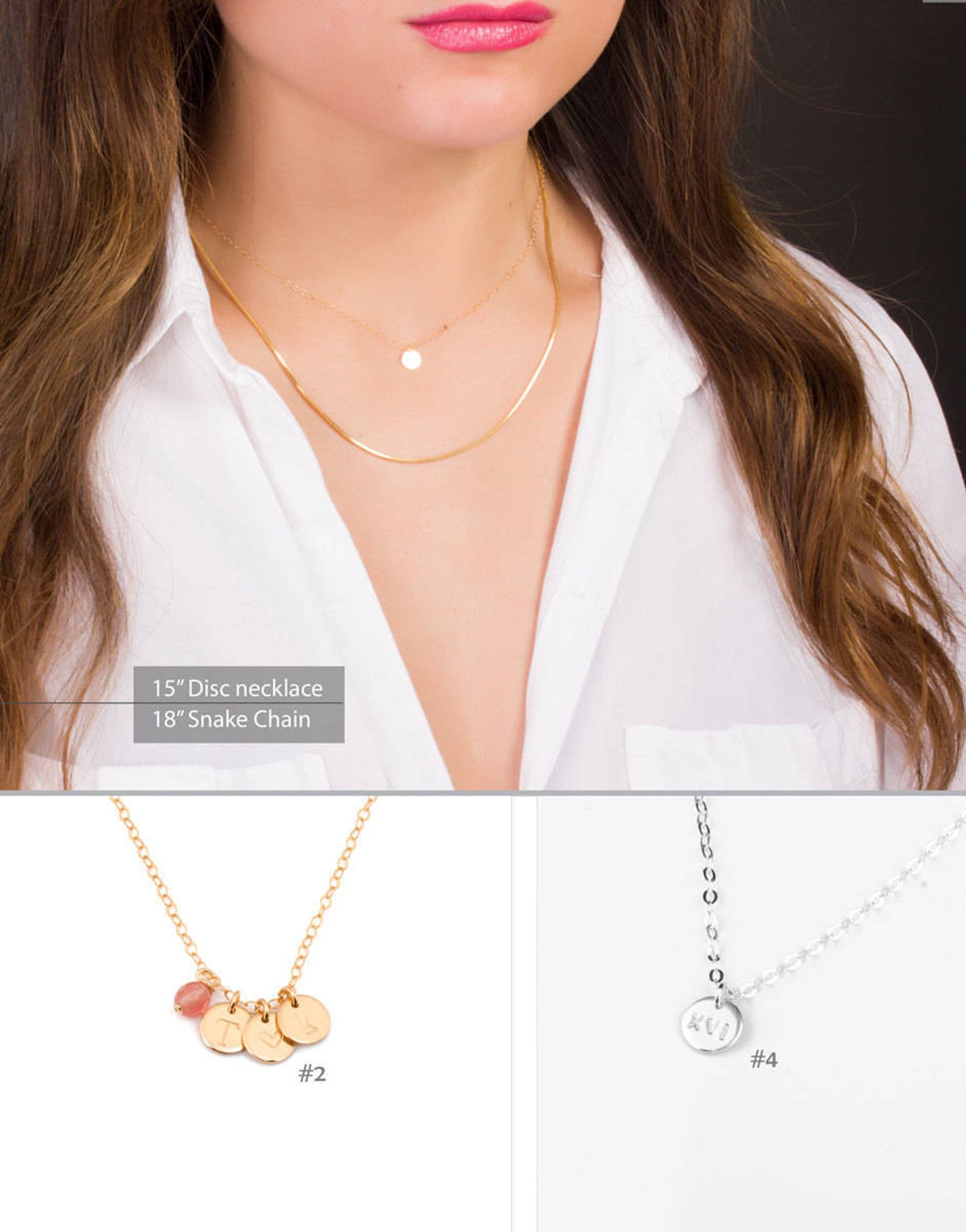 Initial Necklace Personalized Disc Necklace Etsy Etsy