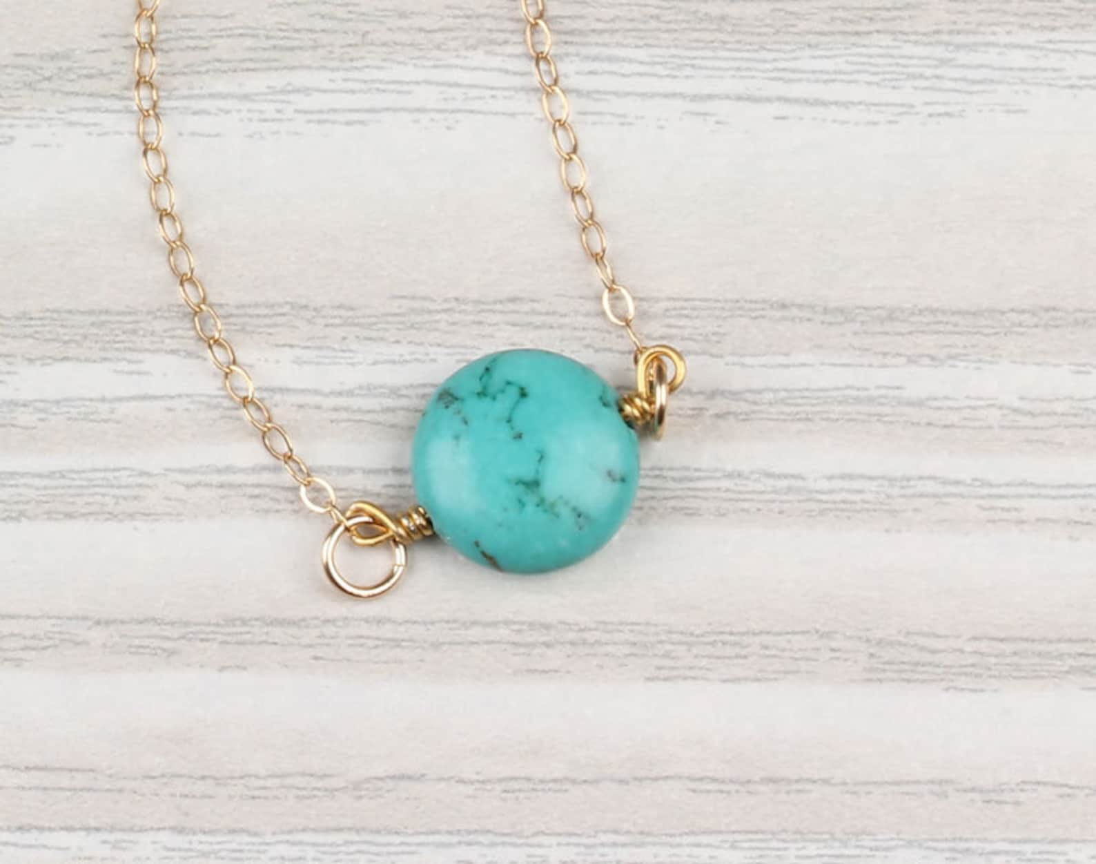 Turquoise Necklace / Gold Turquoise Necklace / Bridesmaid Etsy