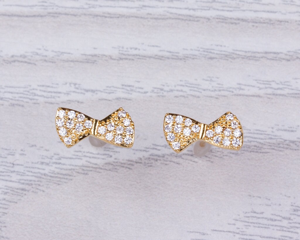 Gold Bow Earrings / Bow Stud Earrings / Gold Stud Earrings / | Etsy