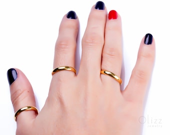 Goldring, dünner Bandring, schlichter Ring, Mann Ehering, Gold Stapelring, stapelbarer Mutterring, dünner Ring, Goldring, "Pallas"