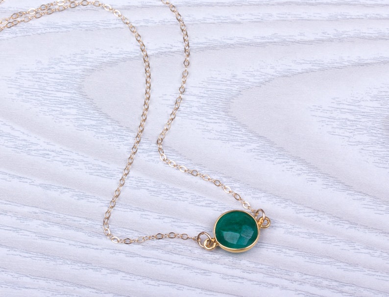 Emerald green necklace, gemstone necklace, single stone necklace, bridal necklace, bridesmaid gifts, green stone necklace, may birthstone necklace,