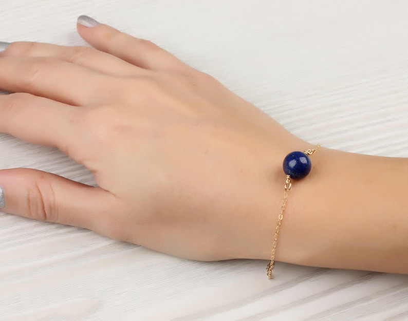 Lapis lazuli bracelet Lapis bracelet Dark blue jewelry Something blue Gold filled braceletStone bracelet Bridesmaid bracelet|Nomia