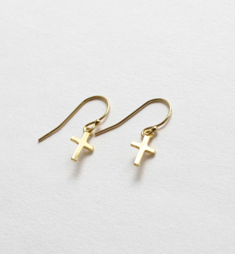 Cross Dangle Earrings Gold Filled Cross Earrings Small Cross Etsy Denmark