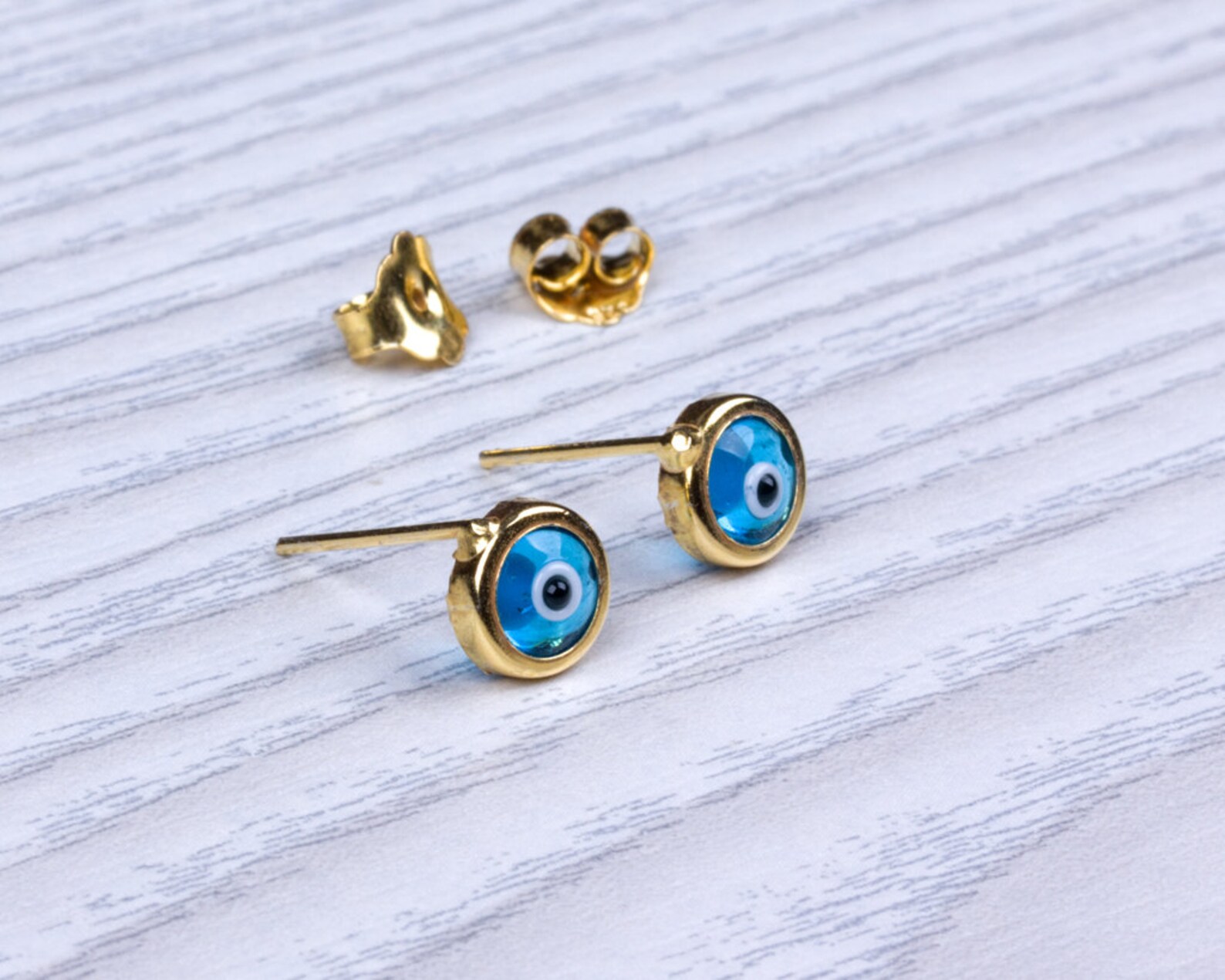 Evil Eye Earrings / Evil Eye Stud Earrings / Gold Stud Etsy