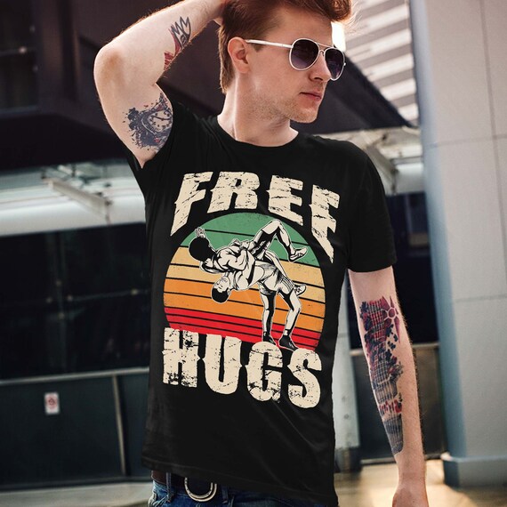 Wrestling Shirts Funny Free Hugs Retro 