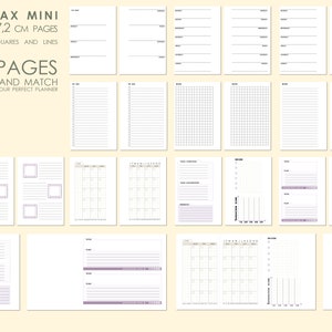 pagine Pacchetto Agenda per Filofax MINI