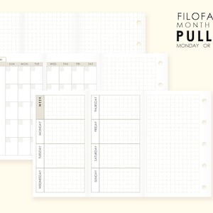 pagine mensili e giornaliere PULL OUT per Filofax MINI