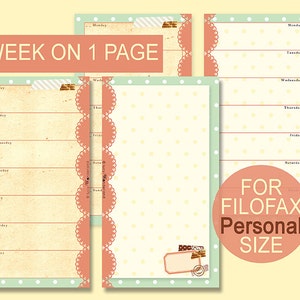 Week Planner on 1 Page Printable for Filofax Personal Size - Etsy