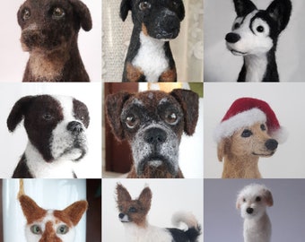 Pet Sculpture Needle Felted From Your Dog's Photos, Personalized Wool Dog Replica, (Boxer, Bulldog, Terriers, and more)