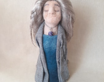 Needle Felted Spirit Doll, Wise Woman Sculpture