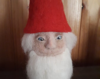 Red Hat Gnome, Needle Felted Tomte