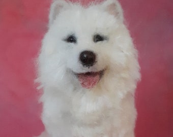 Pet Sculpture Needle Felted From Your Dog's Photos, Personalized Wool Dog Replica, (Samoyed, Husky, Retriever, Terriers, and more)