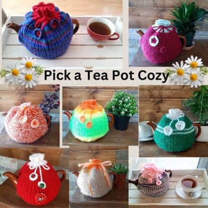 Pick a Teapot Cozy - Knitted teapot cosies - tea time gift - teapot cosy - teapot warmer - unique gifts - knitted gifts for the home/decor