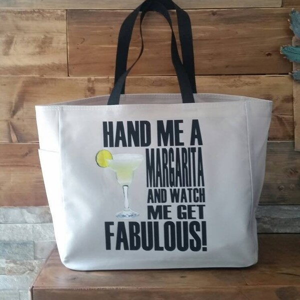 Margarita tote bag - margarita themed gift - polyester tote bag - cocktail tote bag - original design margarita bag - heat transfer tote bag