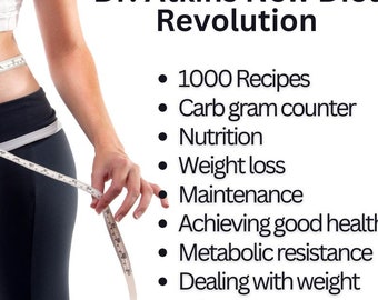 eBook - Dr. Atkins New Diet Revolution - 1000 Recipes - Carb gram counter sheet - weight loss/losing weight/nutrition/achieving good health