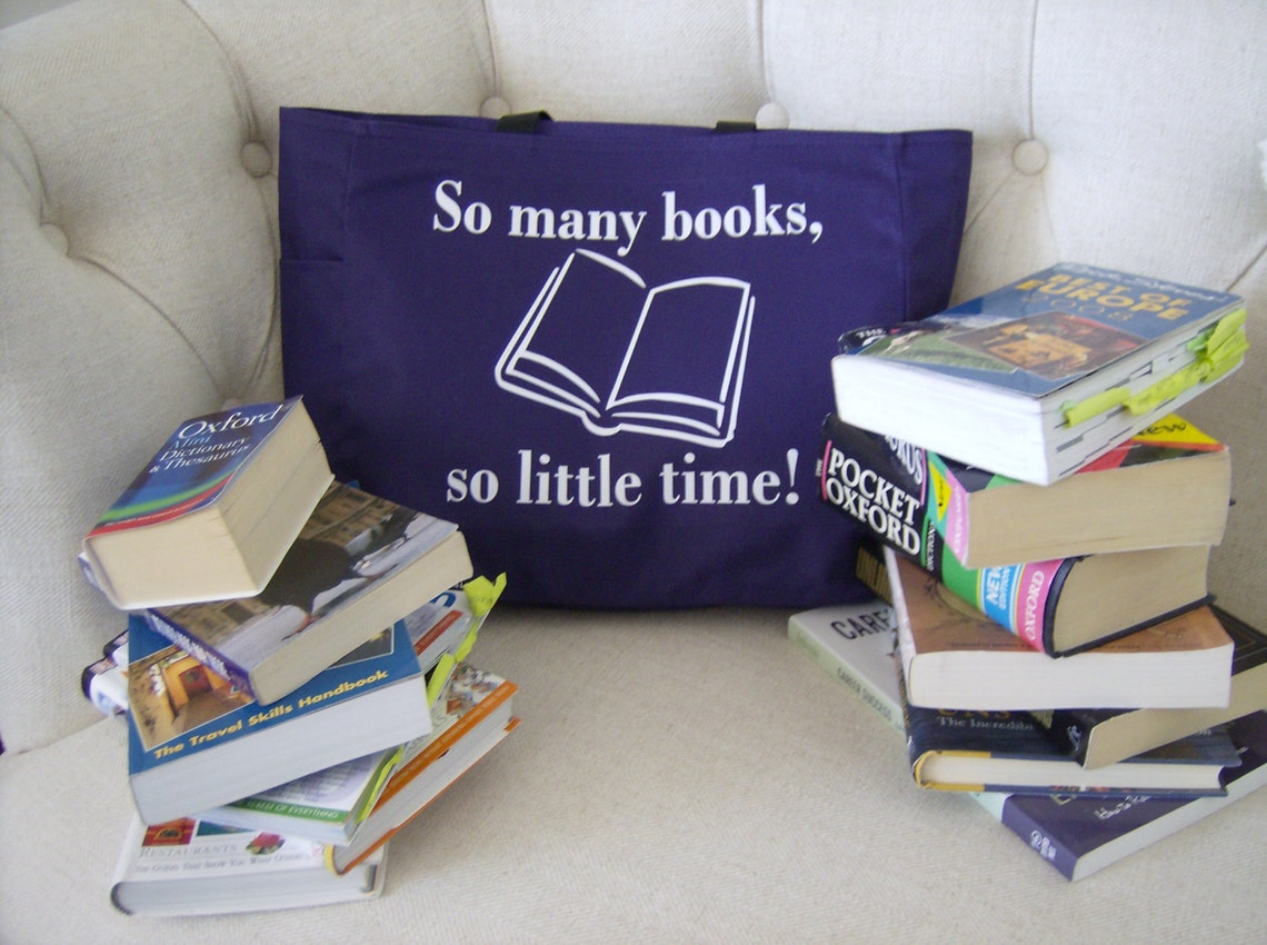Book themed tote bag book reader themed gift polyester Etsy