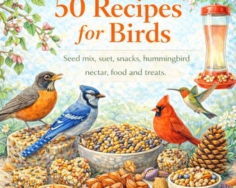50 Bird Treat Recipes eBook – Seed Mix, Suet, Snacks (Digital Download)