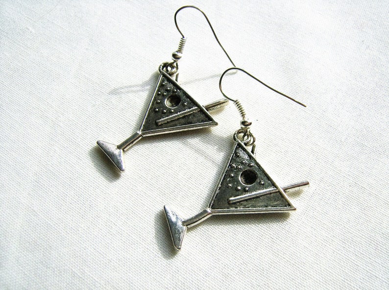 Cocktail Earrings Martini Glass Charm Earrings Cocktail Etsy