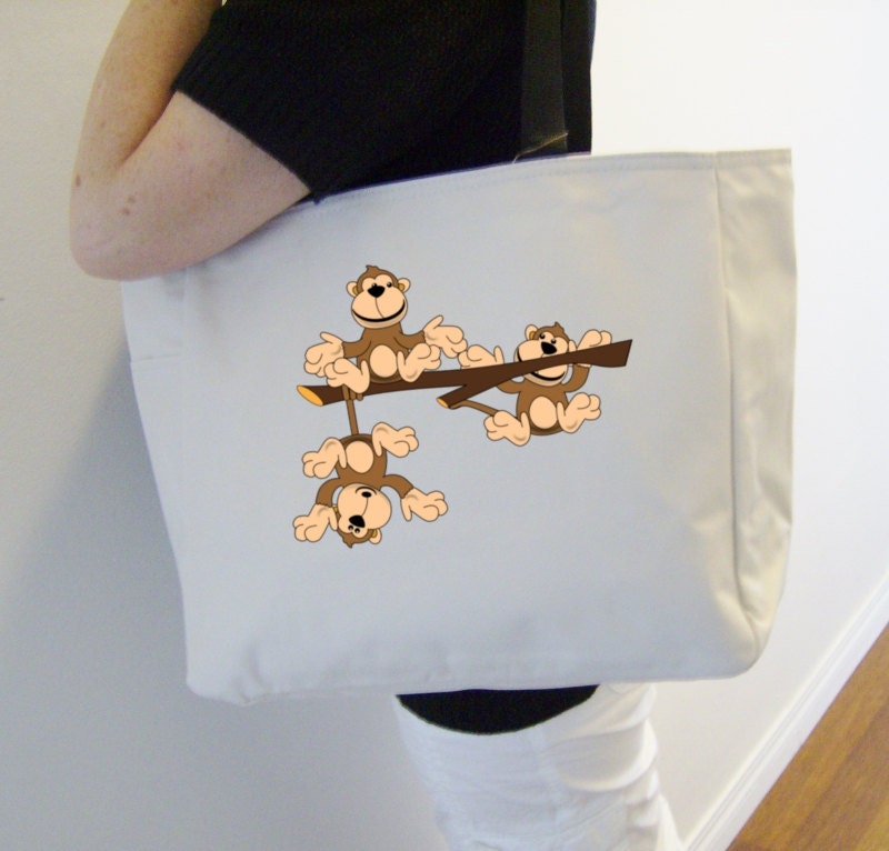 Monkey Tote Bag Monkey Themed Gift Polyester Tote Bag Etsy