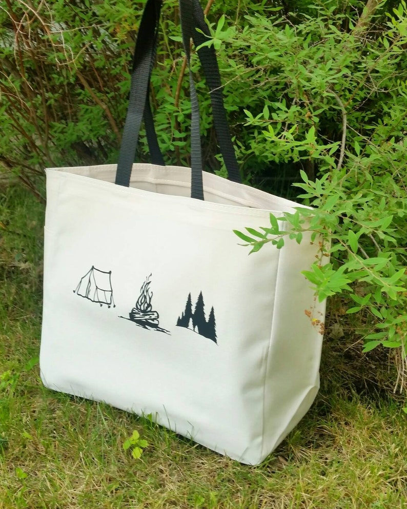 Outdoors Camping Themed Tote Bag Camping Themed Gift Etsy