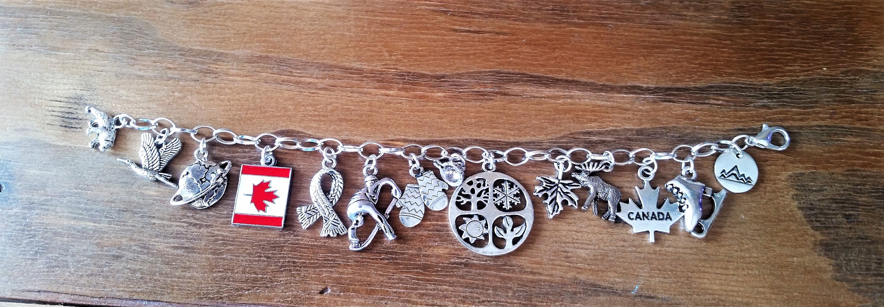 Canada themed charm bracelet Canadian charm bracelet/jewelry Etsy