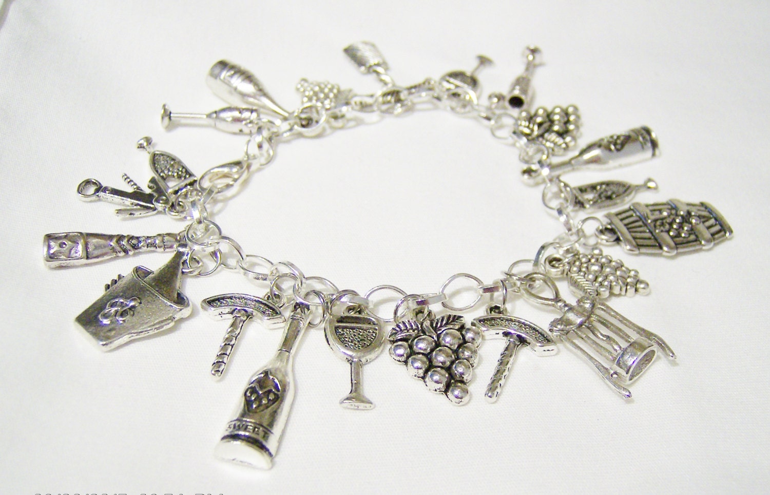 Wine themed charm bracelet metal charm wine bracelet wine Etsy
