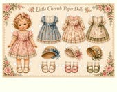 Digital - Little Cherub Paper Doll Printables, vintage style, nostalgic kids' activity, travel toy road trips, sleepovers, quiet play