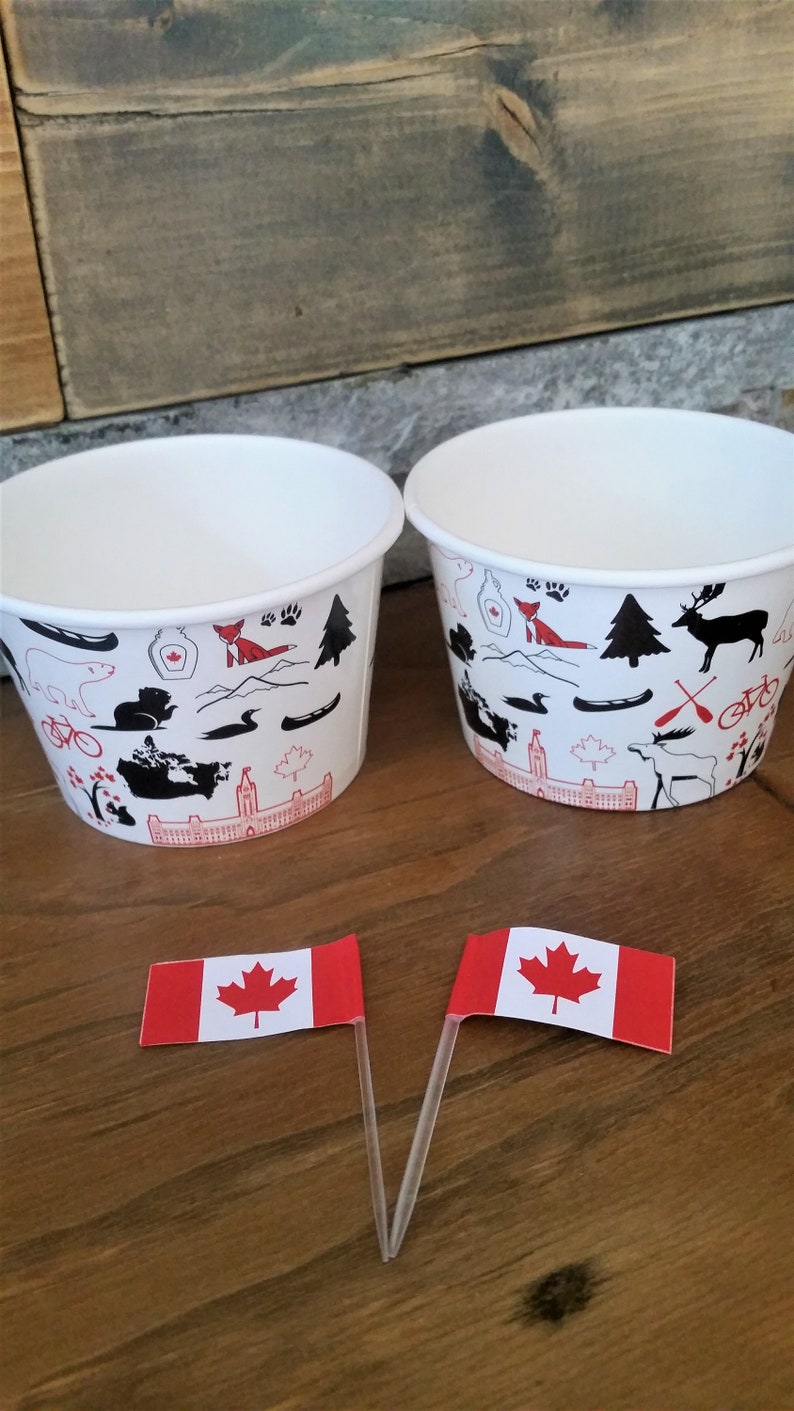 16 Canada themed 8oz/200ml icecream cup bowls/cups Canada Etsy
