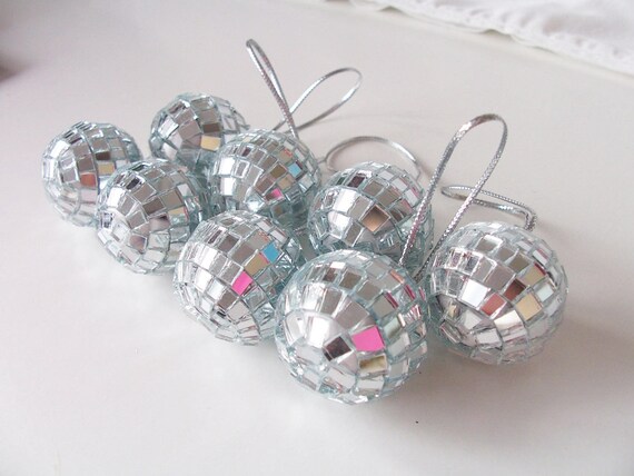 16 Silver Mirror Disco Ball Ornaments Glass Mirror Ball Etsy