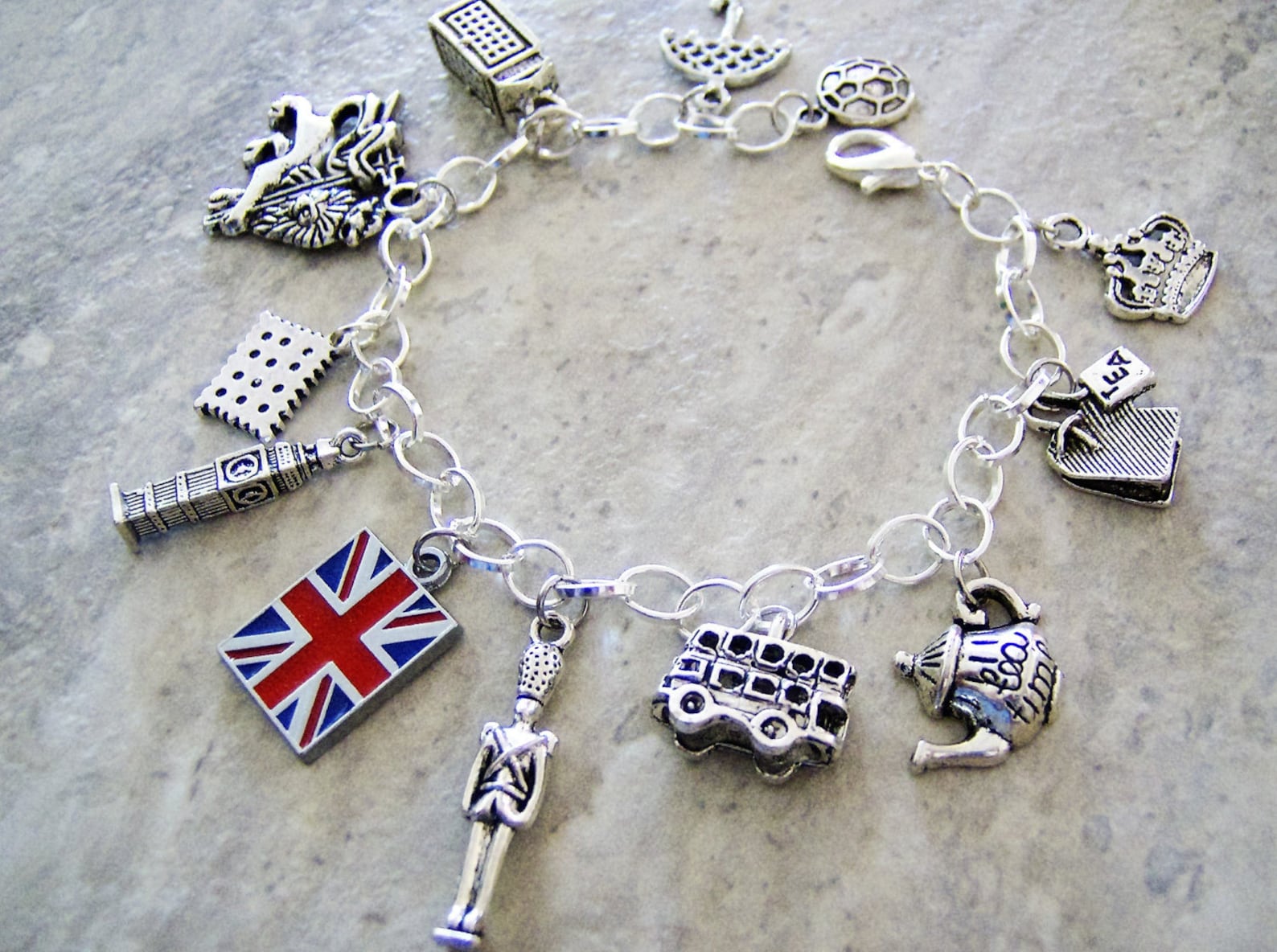 London Britain Themed Charm Bracelet Metal British Charm Etsy