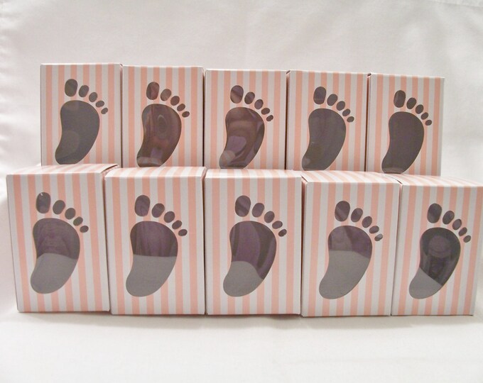 10 Baby Girl Pink Favour Boxes Baby Feet Gift Boxes Pink Etsy