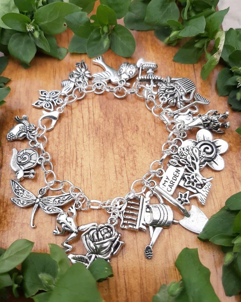 Gardening Charm Bracelet Metal Charm Garden Bracelet Etsy