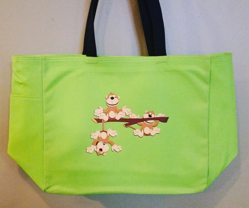 Monkey Tote Bag Monkey Themed Gift Polyester Tote Bag Etsy
