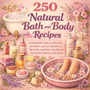 eBook - 250 Natural Bath and Body Recipes - soap/scrubs/oils/powders/sprays/cleansers/lip balm/perfume/deodorant/remedies/massage oil/lotion