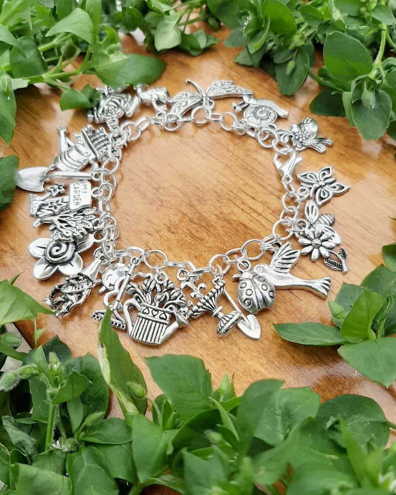Gardening Charm Bracelet Metal Charm Garden Bracelet Etsy