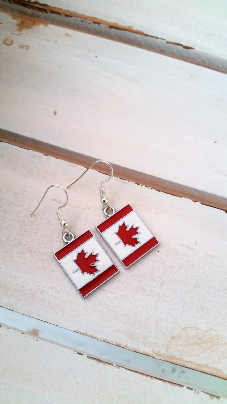 Canadian Flag Charm Earrings Canada Flag Jewelry Stainless Etsy Canada