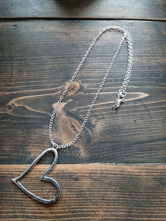 Silver Heart Pendant Necklace Metal Heart Pendant Necklace