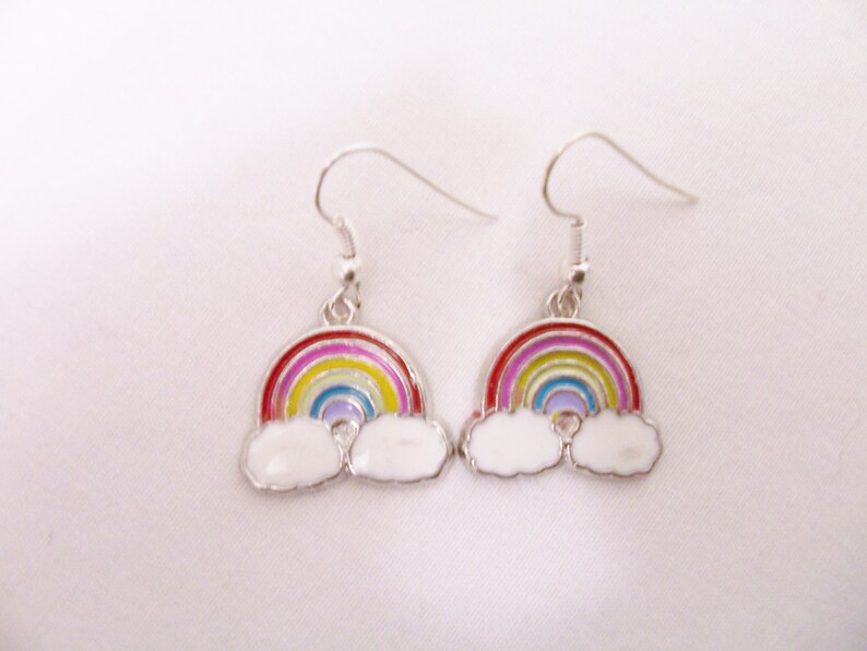 Rainbow Metal Earrings Rainbow Earrings Rainbow Jewelry Etsy