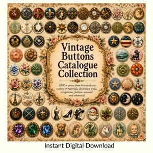 Más de 2000 botones vintage en catálogo imprimible / Históricos, victorianos, eduardianos, medievales, de temporada, decorativos y de estilo cottagecore.