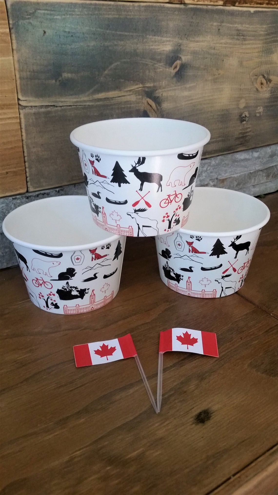 32 Canada themed 8oz/200ml icecream cup bowls/cups Canada Etsy